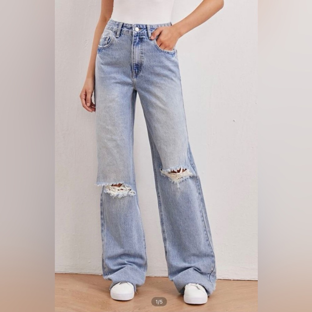 High waisted wide leg jeans Mango